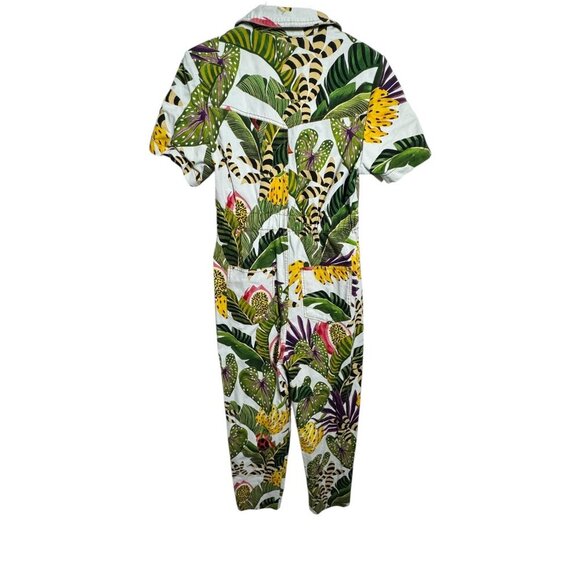 Farm Rio Women’s Striped Forest Tropical Print Jumpsuit Size Small zip front - Picture 11 of 13